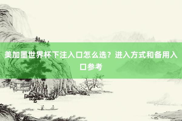 美加墨世界杯下注入口怎么选？进入方式和备用入口参考